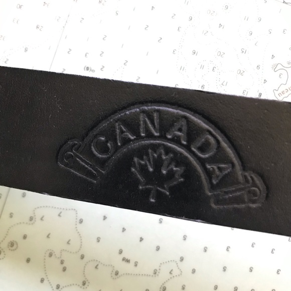 Vintage Black Leather Canada Belt - Picture 2 of 10